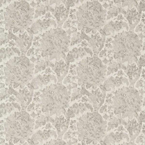 Carrera Fabric - Silver by black-grey botanical woven fabric from Zoffany