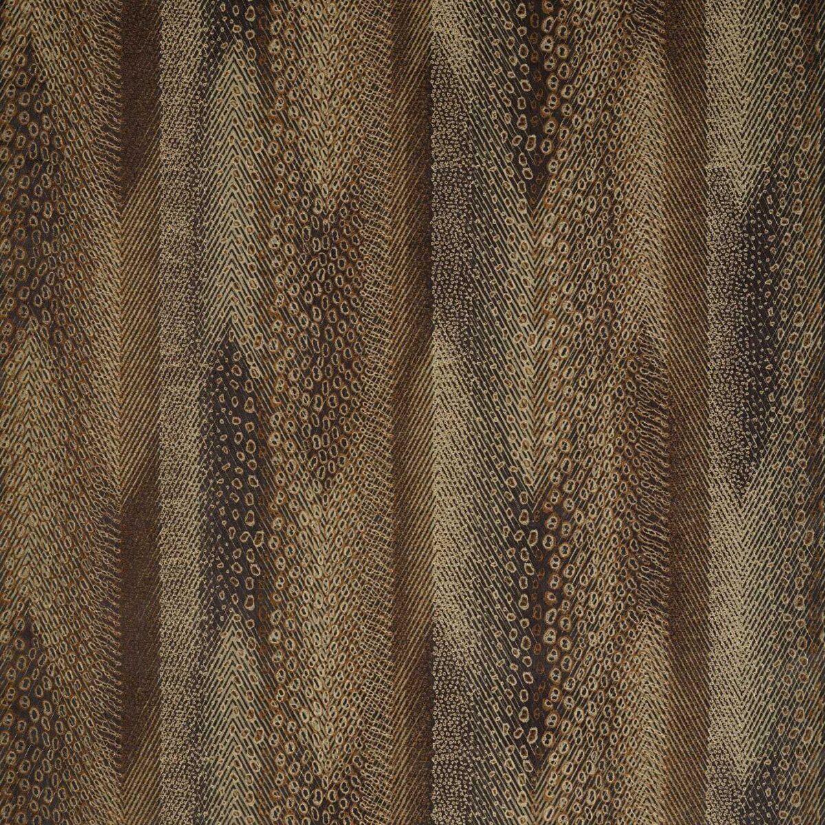Nyala Fabric - Vine Black / Gold by brown striped velvet-chenille fabric from Zoffany