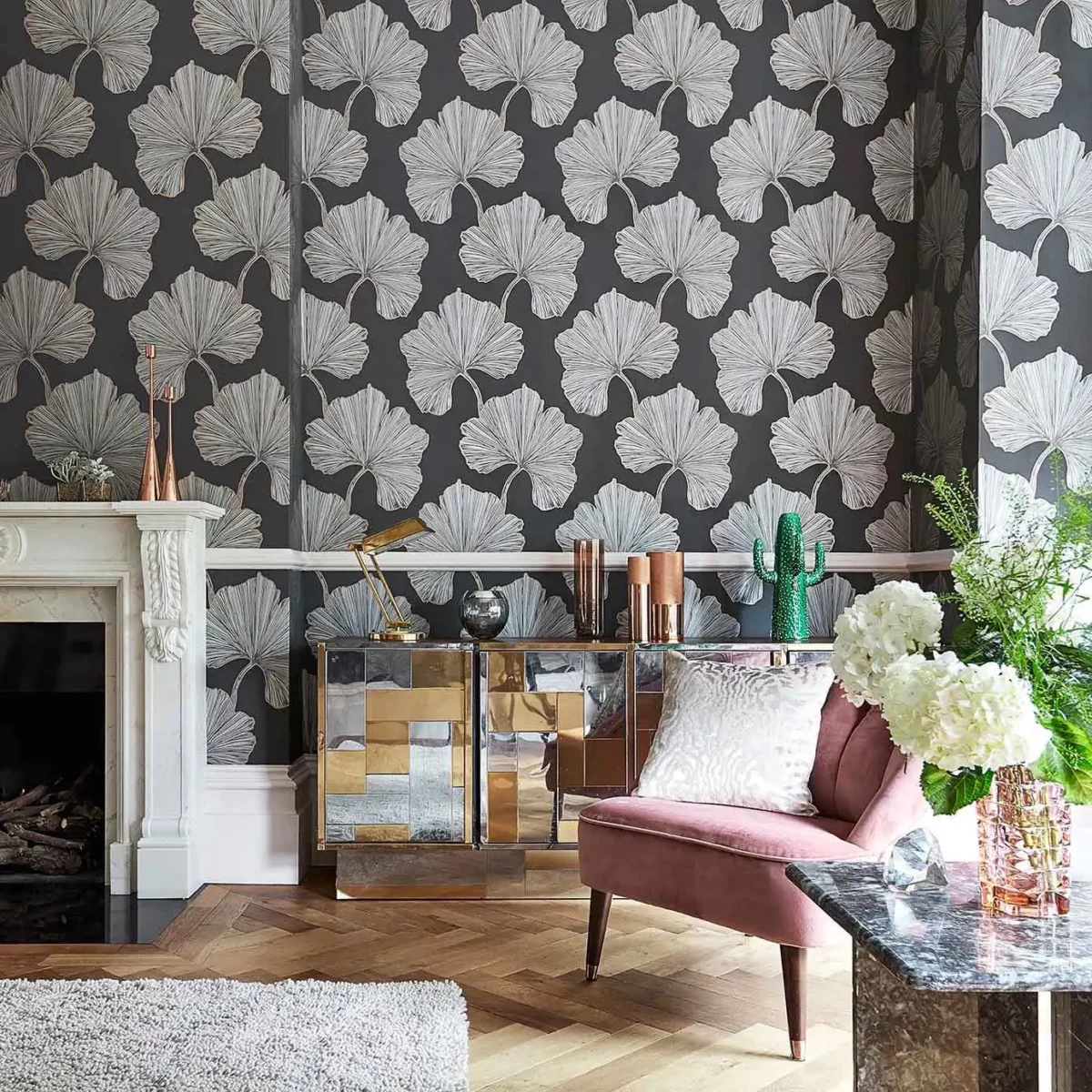 Azurea Wallpaper - Ebony / Rose Gold by Azurea Wallpaper - Ebony / Rose Gold from