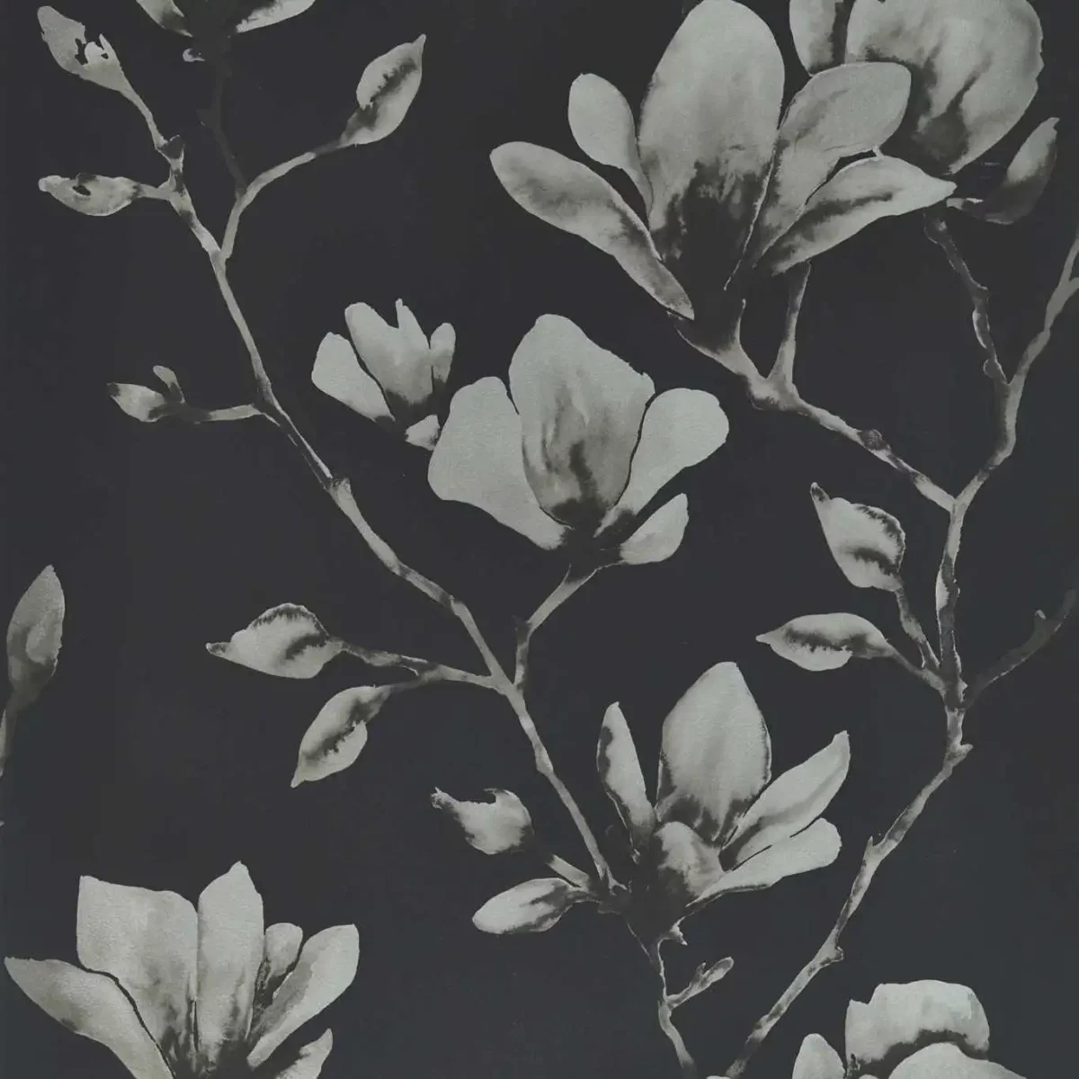 black-grey botanical wallpaper from harlequin