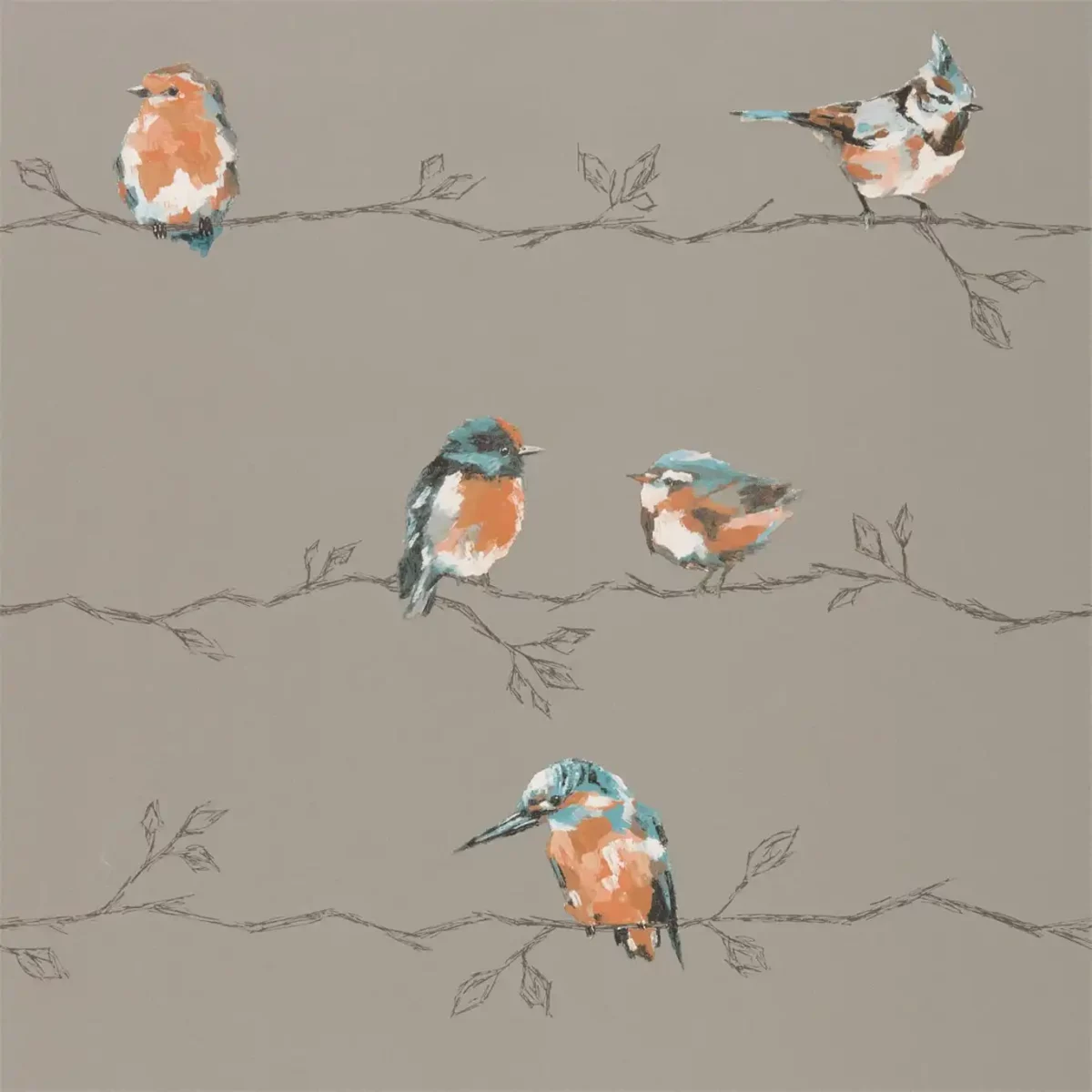 Persico Wide Width Wallpaper - Tangerine / Duckegg by brown animal wallpaper from harlequin