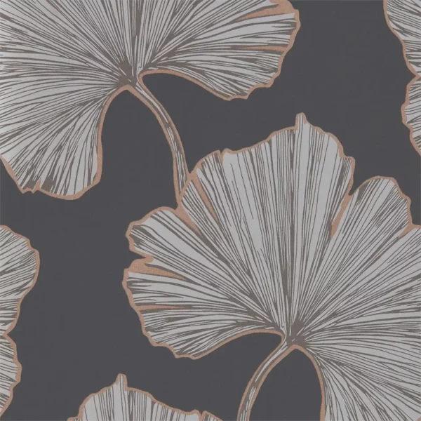 black-grey botanical wallpaper from harlequin
