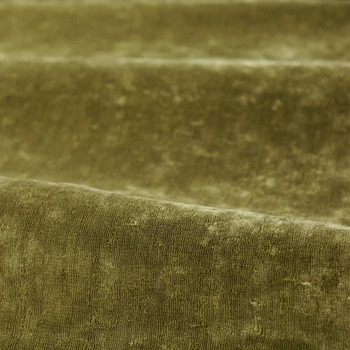 Curzon Fabric - Spanish Olive by green plain velvet-chenille fabric from Zoffany