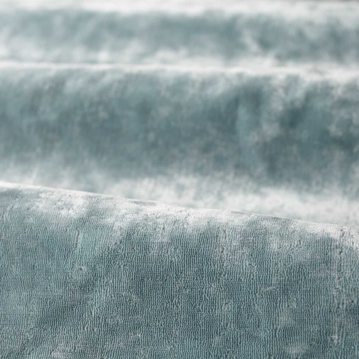 Curzon Fabric - Dufour by blue plain velvet-chenille fabric from Zoffany