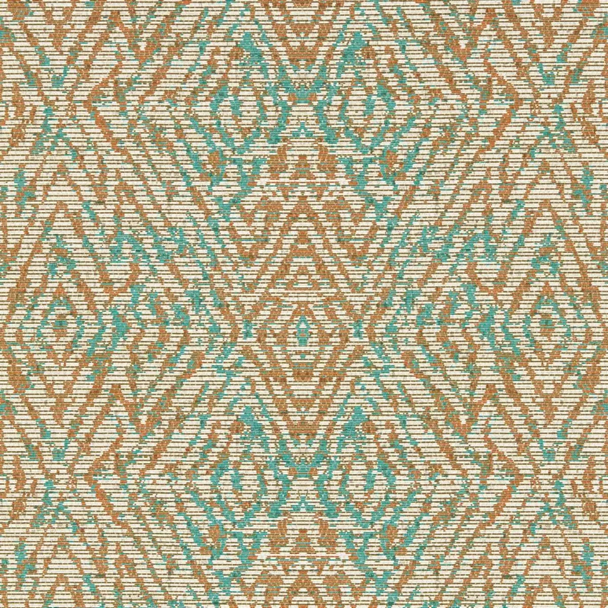 Hansha Wallpaper - Paprika / Teal by brown geometric wallpaper from harlequin