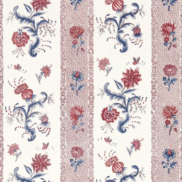 Papaver Stripe Wallpaper - Indigo / Madder by red striped wallpaper from zoffany