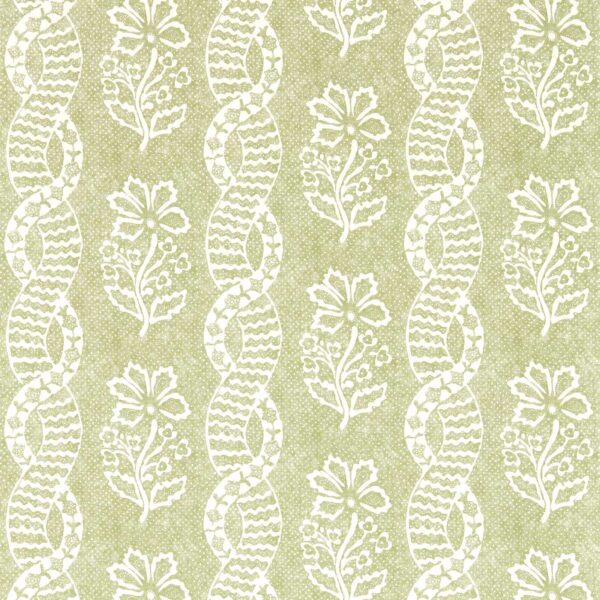 Dabu Stripe Wallpaper - Pale Olive by green botanical wallpaper from zoffany