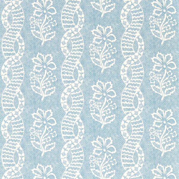Dabu Stripe Wallpaper - Wedgwood Blue by blue botanical wallpaper from zoffany