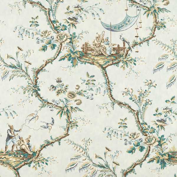 Emperors Musician Fabric - La Seine by blue misc linen fabric from Zoffany