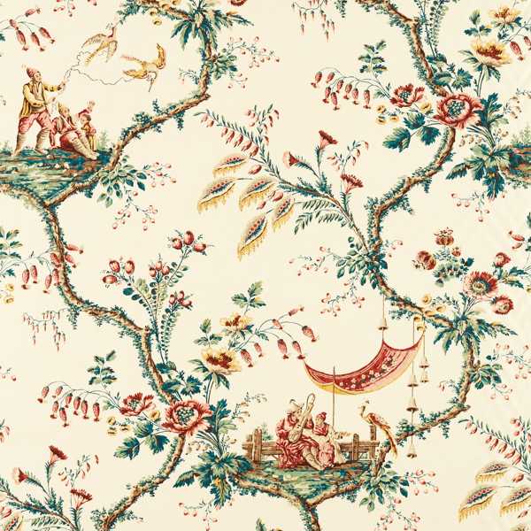 Emperors Musician Fabric - Russet by multicolour misc linen fabric from Zoffany