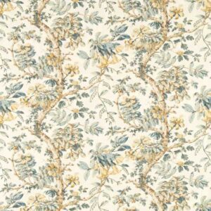 yellow botanical linen fabric from Zoffany