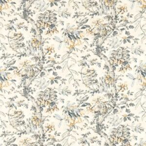 blue botanical linen fabric from Zoffany