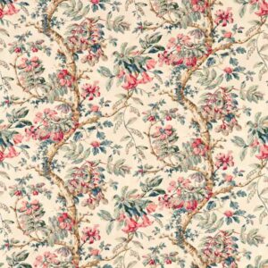 pink botanical linen fabric from Zoffany