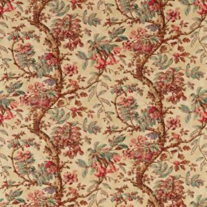 red botanical linen fabric from Zoffany