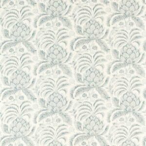 blue botanical linen fabric from Zoffany