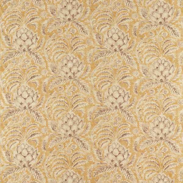 Pina de Indes Fabric - Tigers Eye by yellow botanical linen fabric from Zoffany