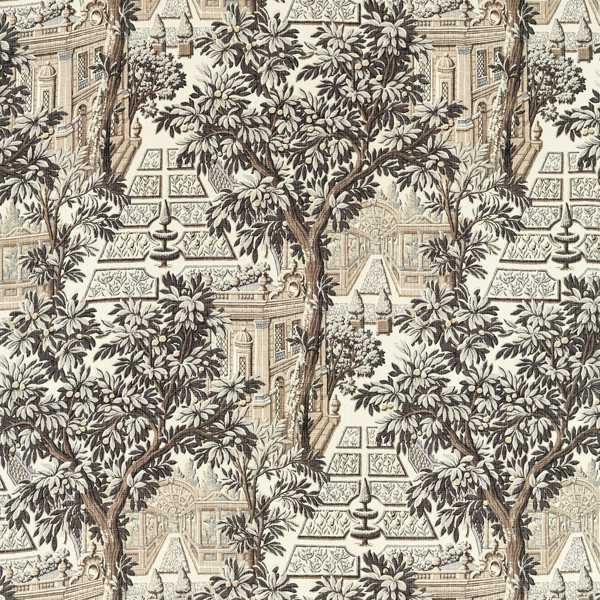Italian Garden Fabric - Empire Grey by black-grey misc linen fabric from Zoffany