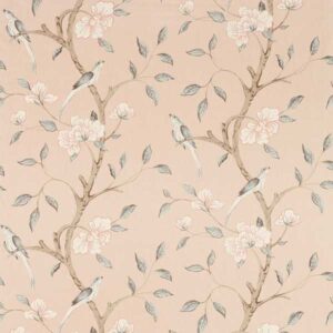 pink botanical linen fabric from Zoffany