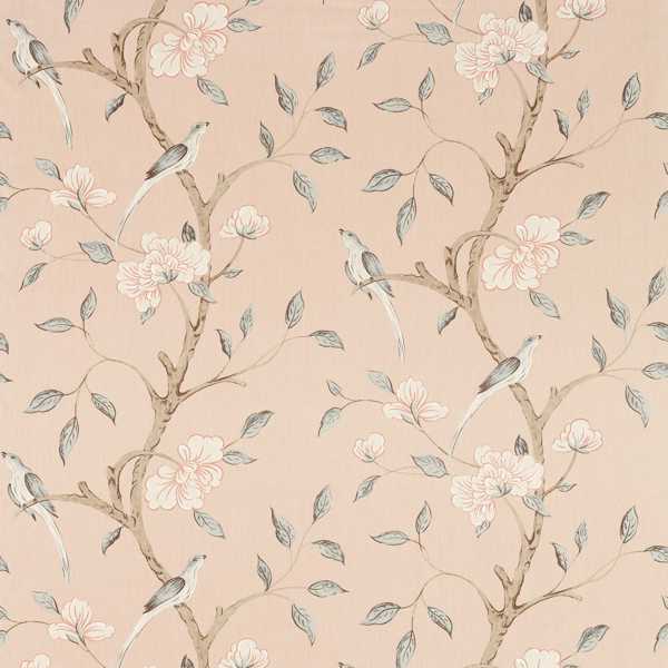 Eleonora Print Fabric - Tuscan Pink by pink botanical linen fabric from Zoffany