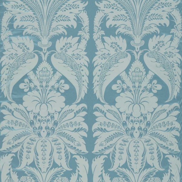 blue botanical silk-satin fabric from Zoffany