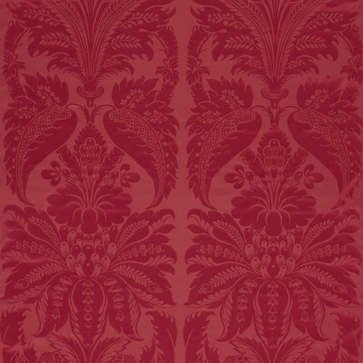 Clandon Damask Fabric - Cinnabar by Clandon Damask Fabric - Cinnabar from