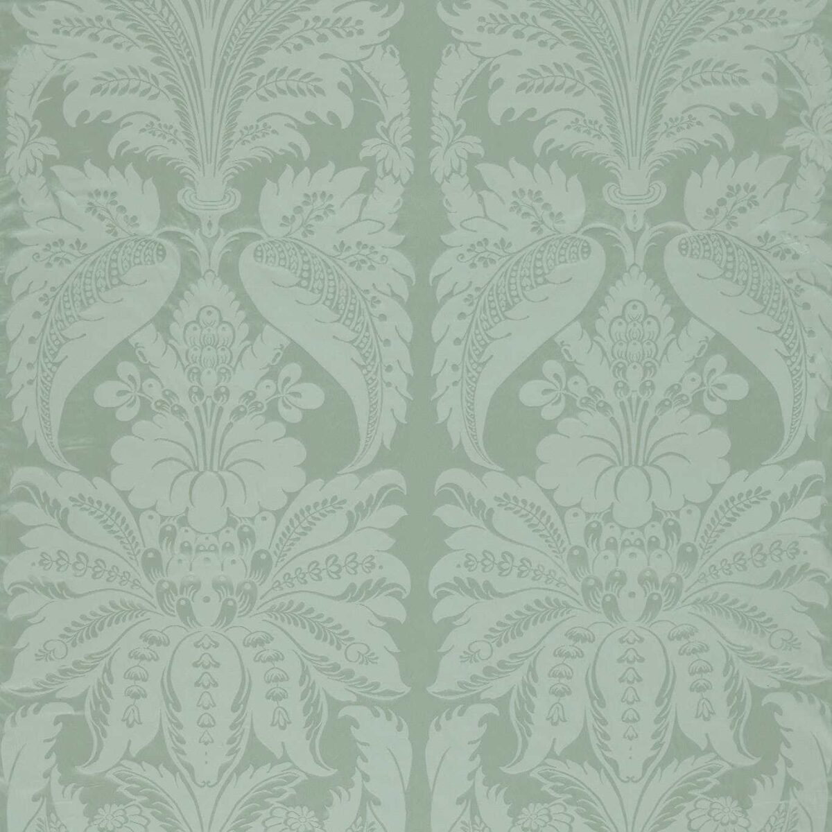 green botanical silk-satin fabric from Zoffany