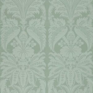 green botanical silk-satin fabric from Zoffany