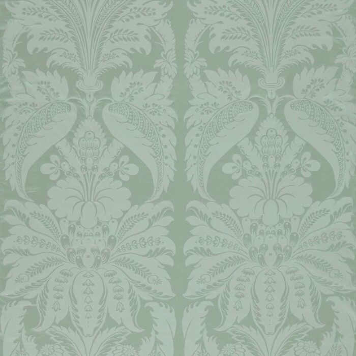 Clandon Damask Fabric - Eau de Nil swatch