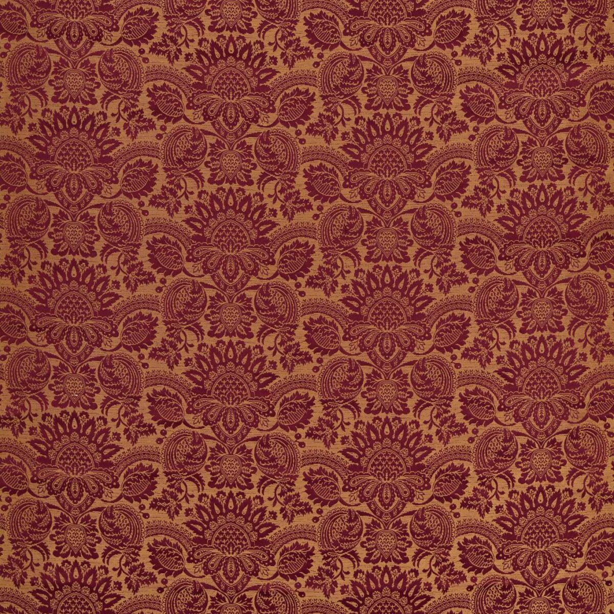 Pomegranate Brocatelle Fabric - Cochineal by red botanical silk-satin fabric from Zoffany