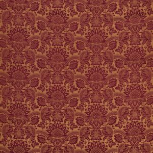 red botanical silk-satin fabric from Zoffany