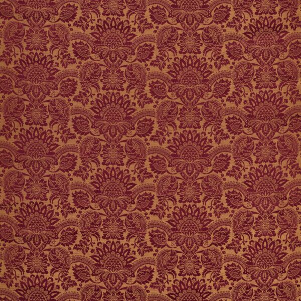 Pomegranate Brocatelle Fabric - Cochineal by red botanical silk-satin fabric from Zoffany