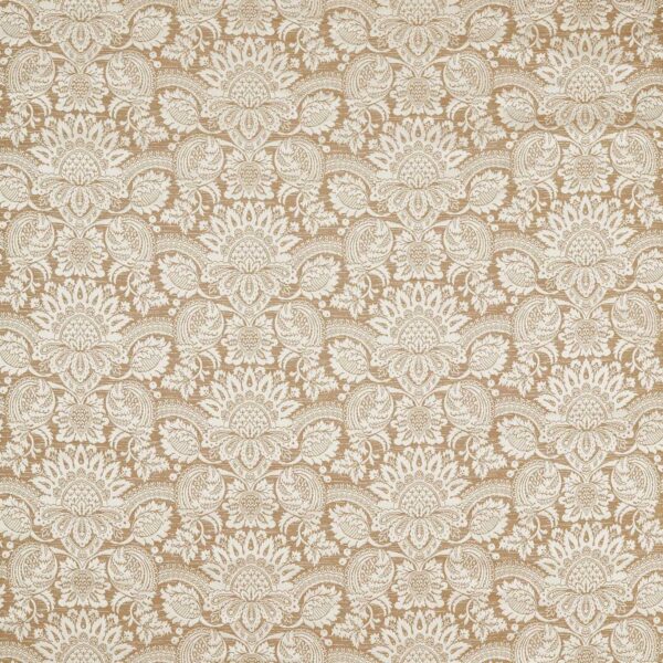 Pomegranate Brocatelle Fabric - Pale Gold by neutral botanical silk-satin fabric from Zoffany