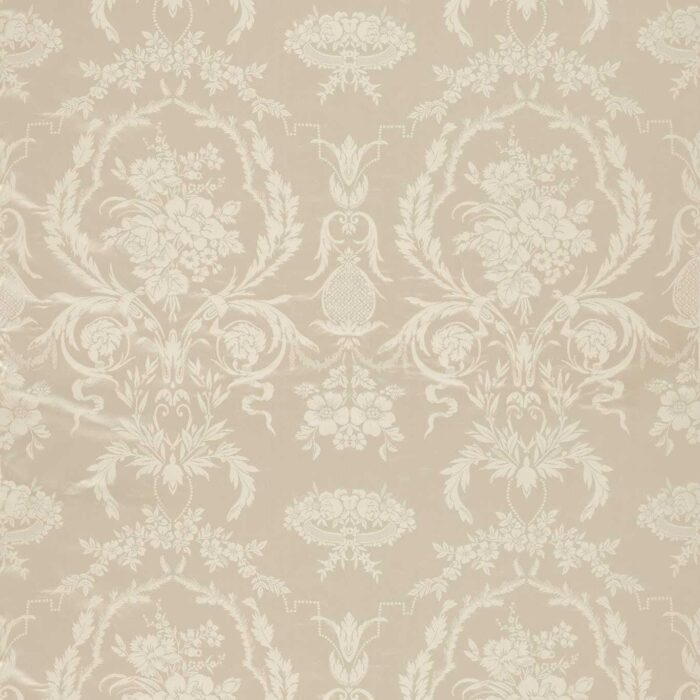 Arabesque Silk Fabric - Warm White swatch