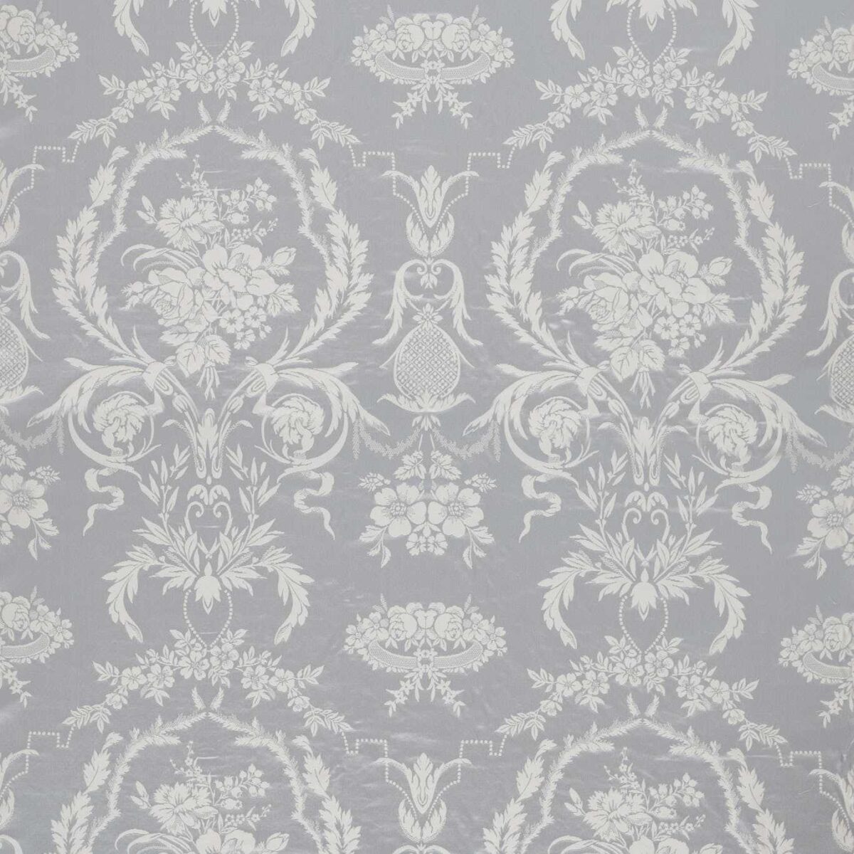 Arabesque Silk Fabric - Quartz Grey by black-grey botanical silk-satin fabric from Zoffany