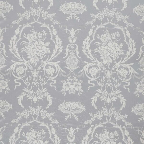 Arabesque Silk Fabric - Quartz Grey by black-grey botanical silk-satin fabric from Zoffany