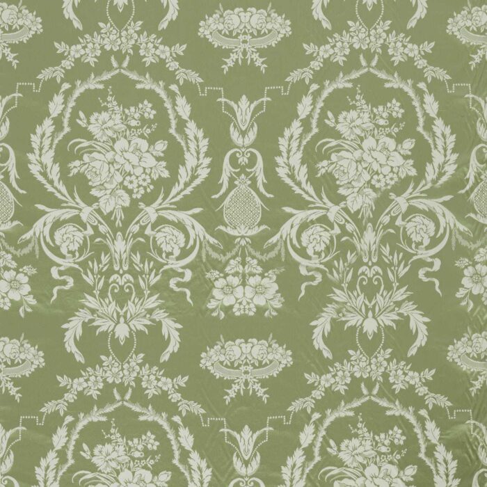 Arabesque Silk Fabric - Pale Olive swatch