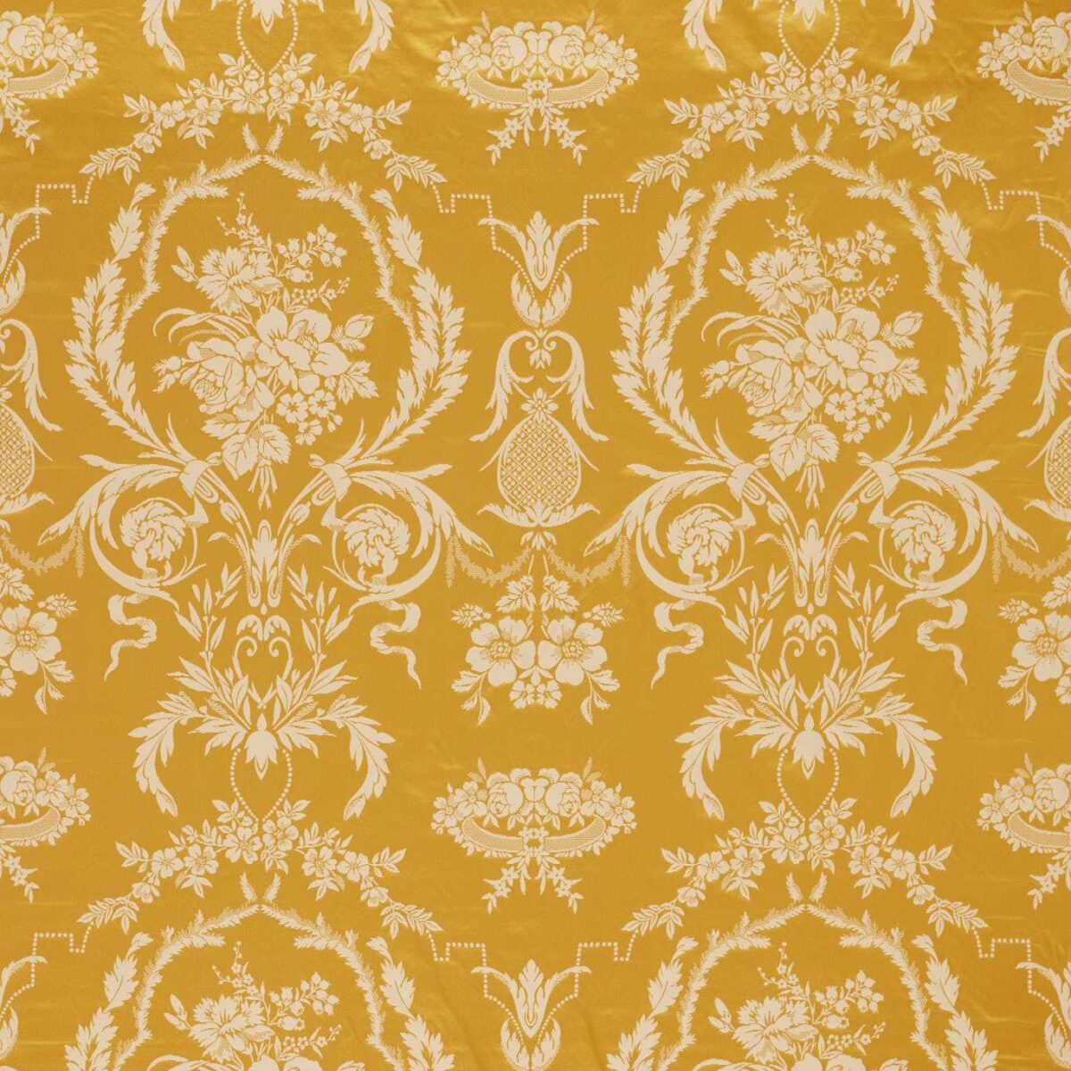 yellow botanical silk-satin fabric from Zoffany