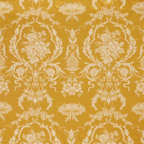 Arabesque Silk Fabric - Tigers Eye by yellow botanical silk-satin fabric from Zoffany