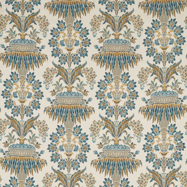 Long Gallery Brocade Fabric - Teal / Gold by blue traditional woolen fabric from Zoffany