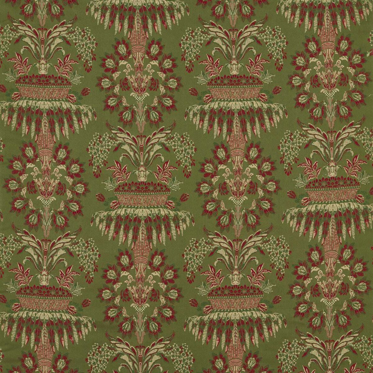 Long Gallery Brocade Fabric - Olivine / Russet by green traditional woolen fabric from Zoffany