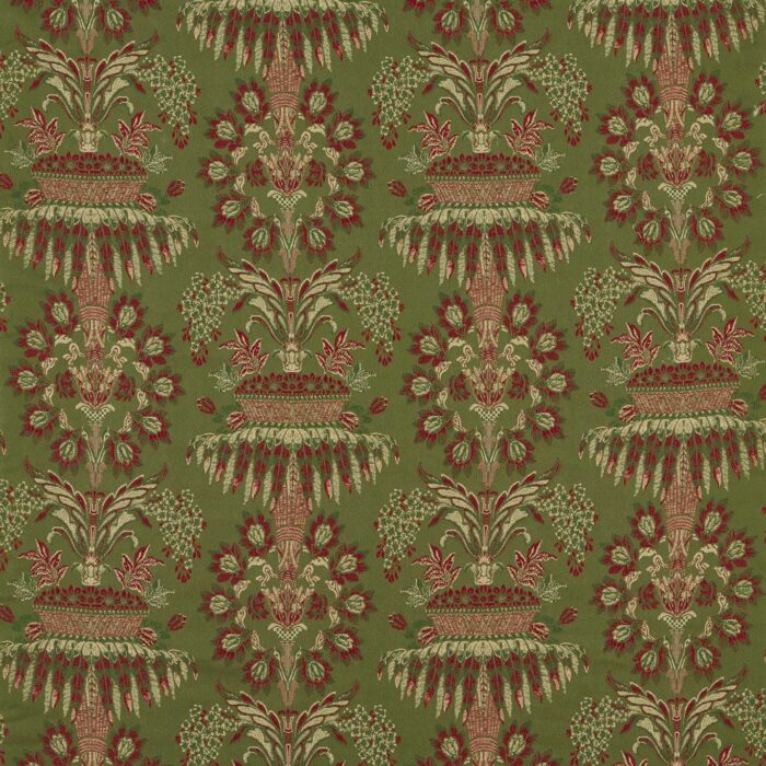 Long Gallery Brocade Fabric -  Olivine / Russet swatch