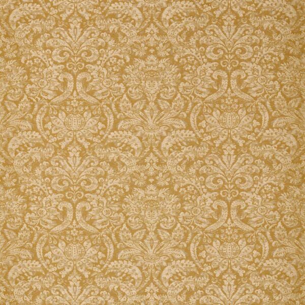 Knole Damask Fabric - Gold by yellow botanical cotton fabric from Zoffany