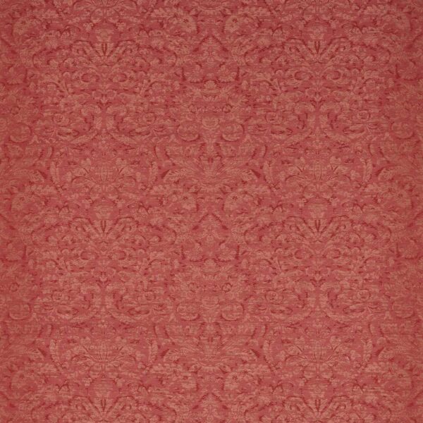 Knole Damask Fabric - Venetian Red by red botanical cotton fabric from Zoffany