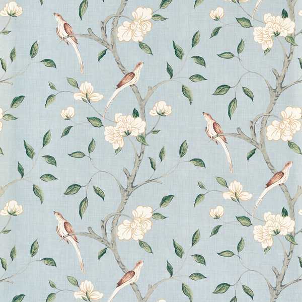 Eleonora Print Wallpaper - Stockholm Blue by blue animal wallpaper from zoffany