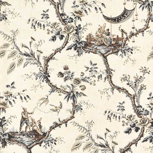 Emperor's Musician Wallpaper - Charcoal by black-grey botanical wallpaper from zoffany