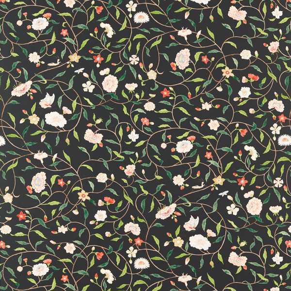 Henrietta's Trail Wallpaper - Vine Black by black-grey botanical wallpaper from zoffany