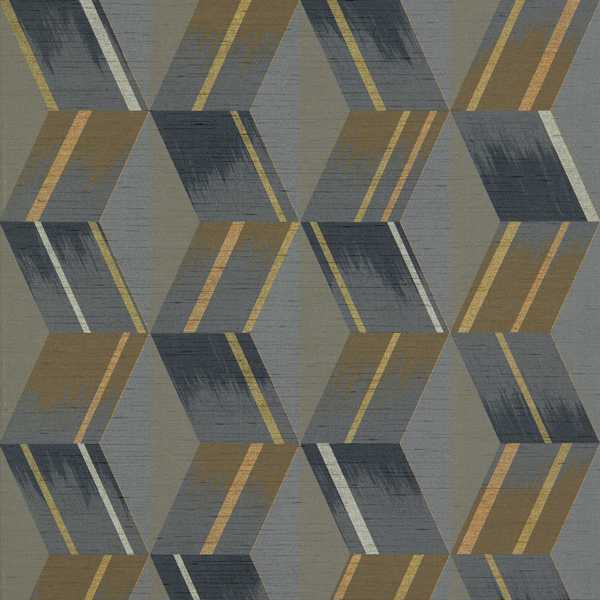Rhombi Wallpaper - Anthracite by black-grey geometric wallpaper from zoffany