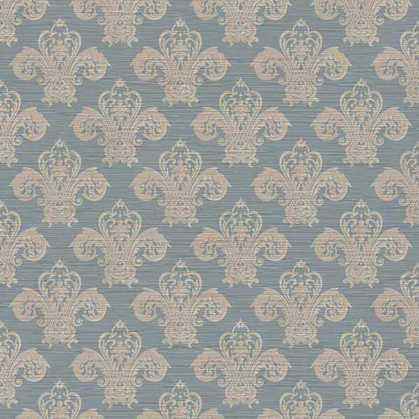 Fleur De Lush Fabric - Trinon Blue by blue traditional velvet-chenille fabric from Utopia