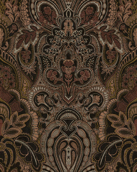Damask Dangereuse Fabric - Pink Granite by pink traditional velvet-chenille fabric from Utopia
