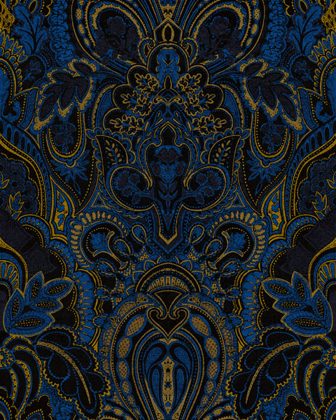 Damask Dangereuse Fabric - Oxford Blue by blue damask fabric roller blinds